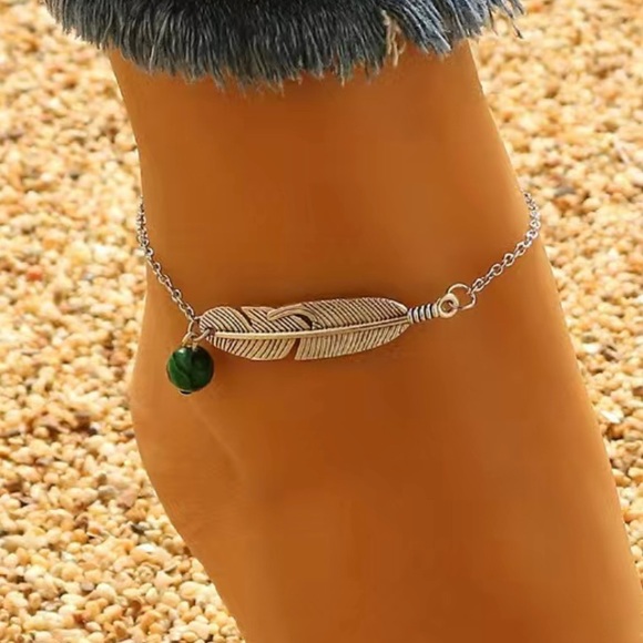 Silver Feather Ankle Bracelet - Picture 2 of 2